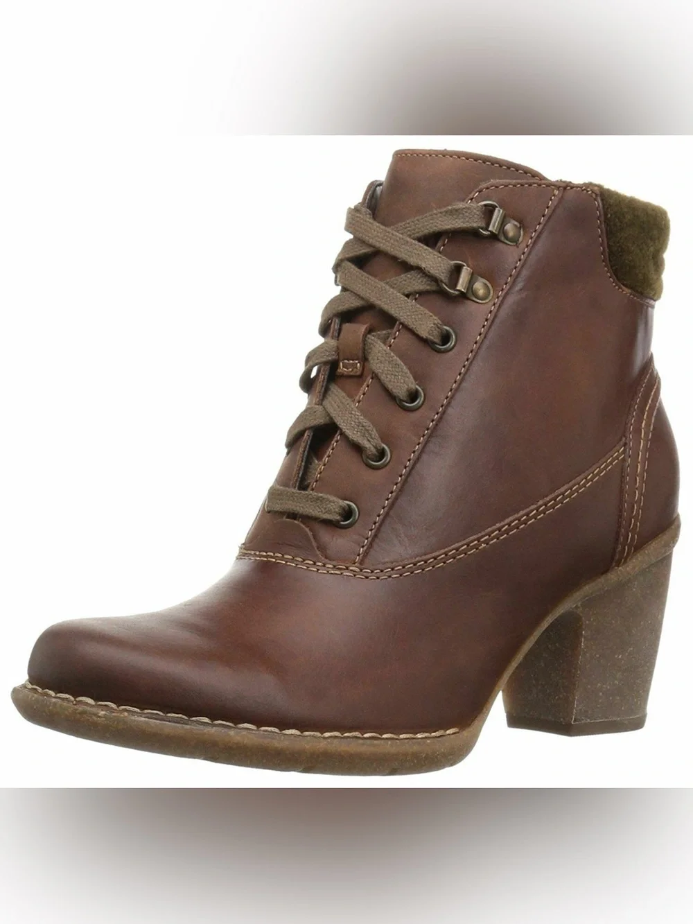 Clarks Artisan Carleta Crane Lace Up Ankle Boots Block Heel Brown Leather 9.5